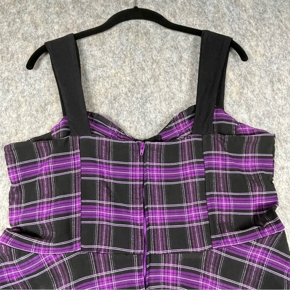 Unique Vintage Purple Black Plaid Corset Swing Flare Rockabilly Pinup Dress - XL - Picture 8 of 13